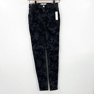 Free People Black Camo High Rise Skinny Jeans
